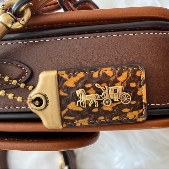 Coach Rogue Top Handle Colorblock Brown Signature Jacquard With Exotic H… - Picture 4 of 10